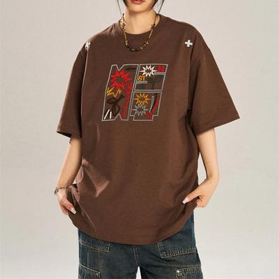 Sommer 100% Baumwolle Lässiges Oversize T-Shirt Damen Hip Hop Streetwear Harajuku Vintage Buchstabenprint Kurzarm T-Shirts für Damen weiß Y2k Oberteile