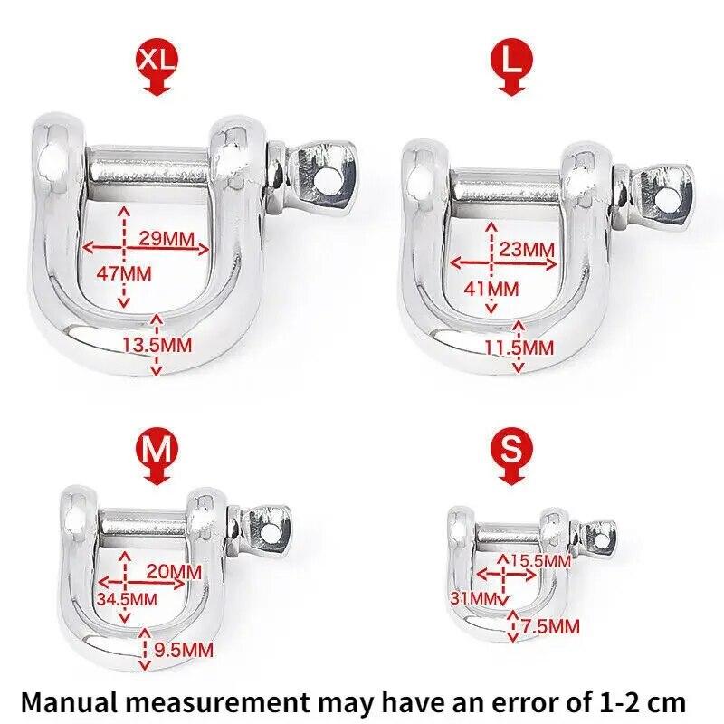 304 Stainless Steel Straight D Shackle D Rigging Shackle Hooks Scrotum Restraint Lock Chastity Delay Ring Sex Toys Adult Store