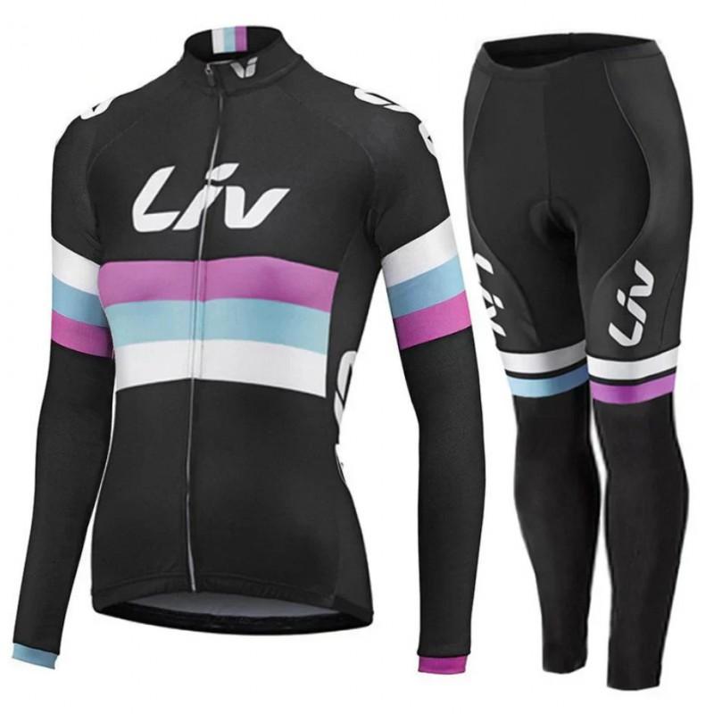 Unisex Long Sleeve Fleece-Lined Cycling Jersey Set Mountain Road Bikes Riding