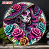 D Flat Dia De Los Muertos Metal Sign Colorful Day of the Dead Girl with Roses Mexican Sugar Skull Art Vintage Gothic Wall De
