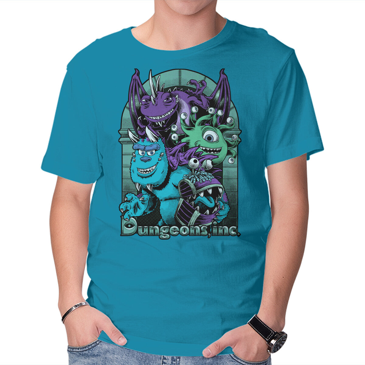 Unisex Crew Neck T-Shirt Dungeons Inc Graphic Short Sleeve Casual Tee XS