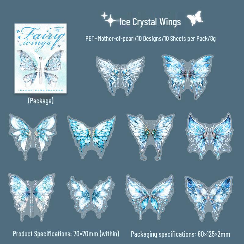 

Large Retro Collage Shell Light PET Planner Stickers - Fairy Wings Series, 6 Styles