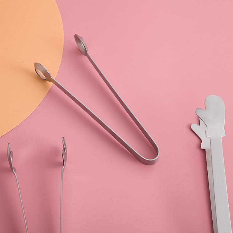 Stainless Steel Mini Food Clips For Sugar Cubes Ice Cube Tweezers Cute Baking Pastry Cake Decoration Candy Dessert Clips