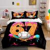 Numbers and Sweet Baseball Combo Bedding Set for Kids Luxury Gift 3pcs Digital Print Comforter Set Soft Comfortable Breathable