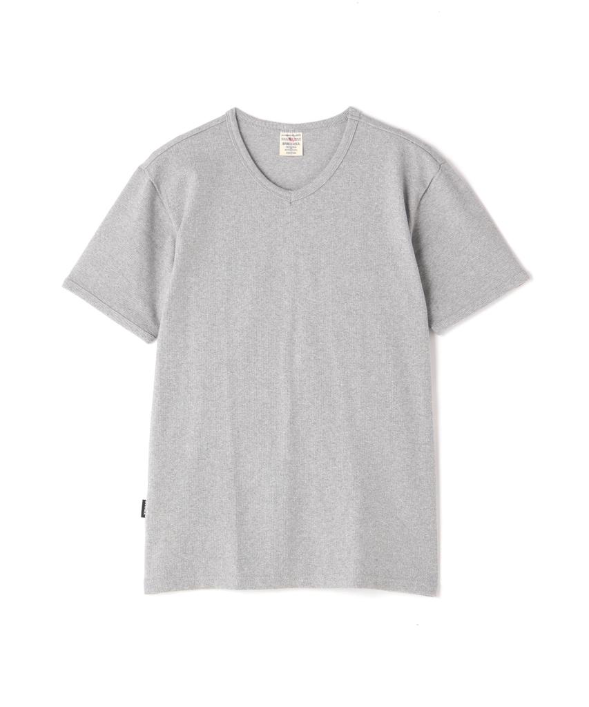 AVIREX DAILY RIB SAME COLOR V-NECK T-SHIRT Men's S 020 Gray 783-5934022