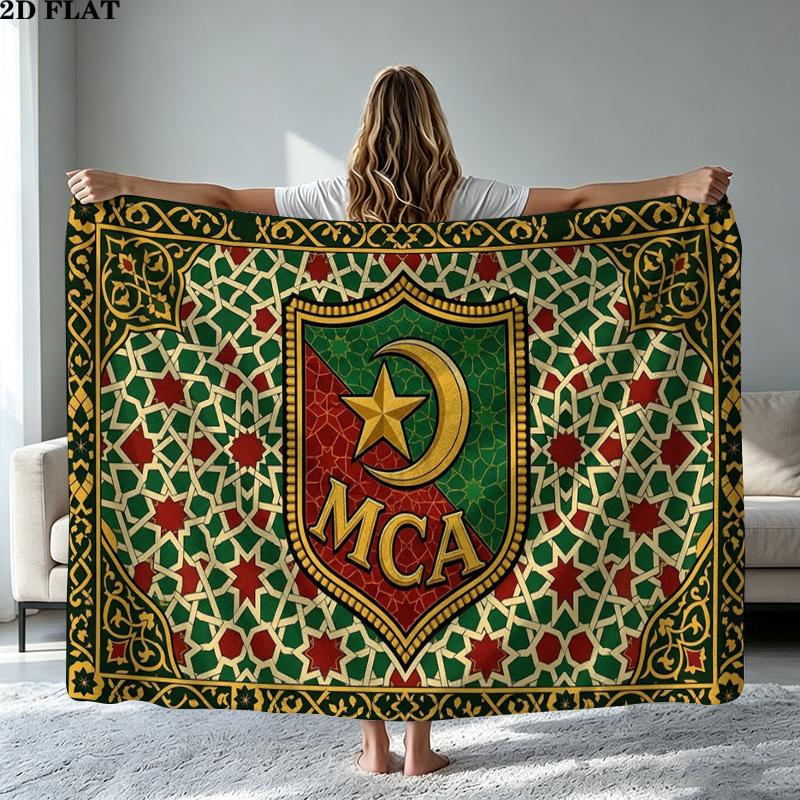 MCA MOULOUDIA LOGO Print Flannel Blanket High Quality Warm Comfortable Cover for All Seasons Perfect for Gifts Home Decor