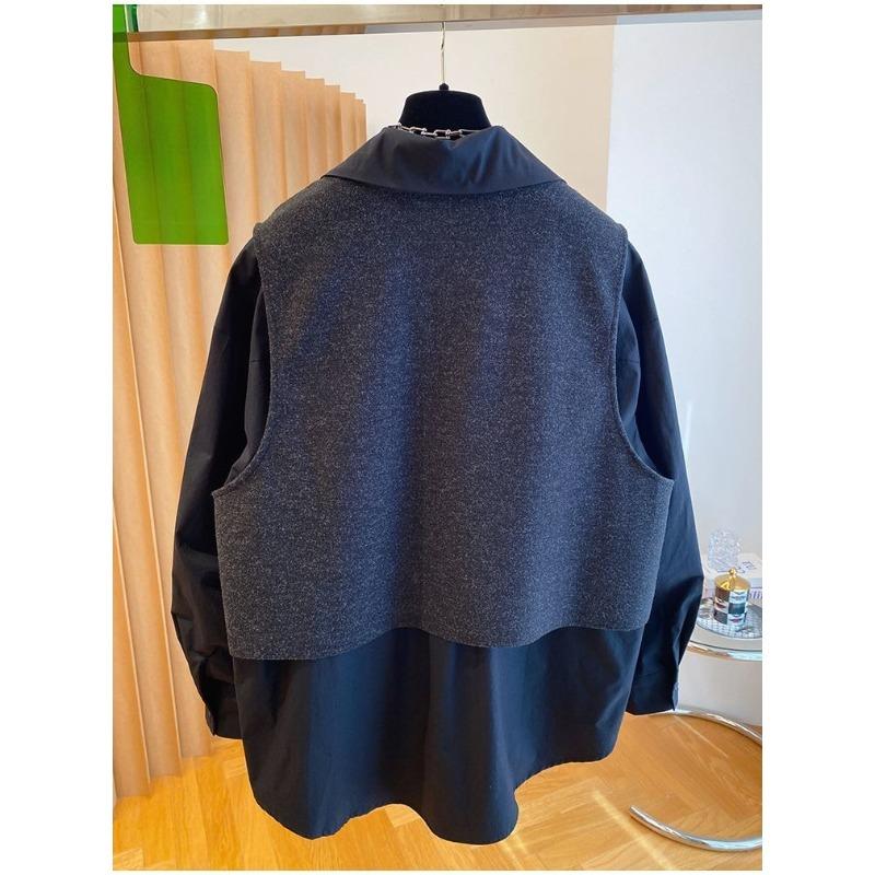 Set Elegant Negru Cămașă Vestă Două Piese Femei Toamnă Calitate Înaltă Modă Europeană Acoperire