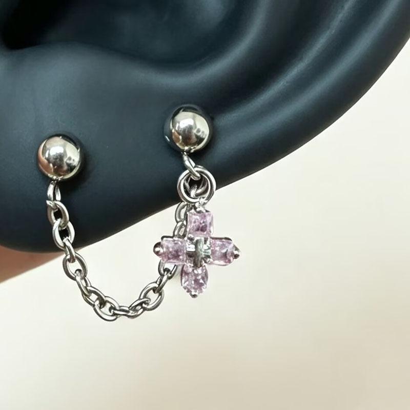 1Pc Unique Personality Heart Star Cross Stud Earrings For Women Exquisite Shiny Zircon Piercing Earrings Y2K Jewelry Gifts