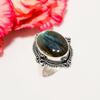 Labradorite - Madagascar 925 Sterling Silver Ring V4563, Blue Ring, Oval Ring, Valentin's Day Gift, Gift For Her, Birthday Gift, Handmade Jewelry, Sil