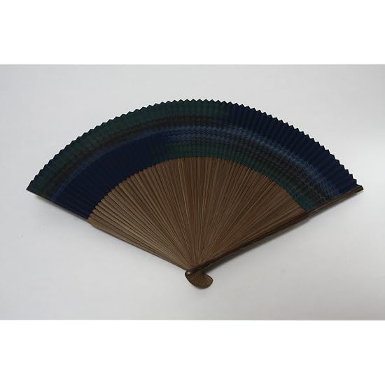 [Hasegawa] Kyoto Folding Fan, Kasumi (Mist) Pattern, Navy, Men's 60-Rib Fan, Includes Ayu (Sweetfish