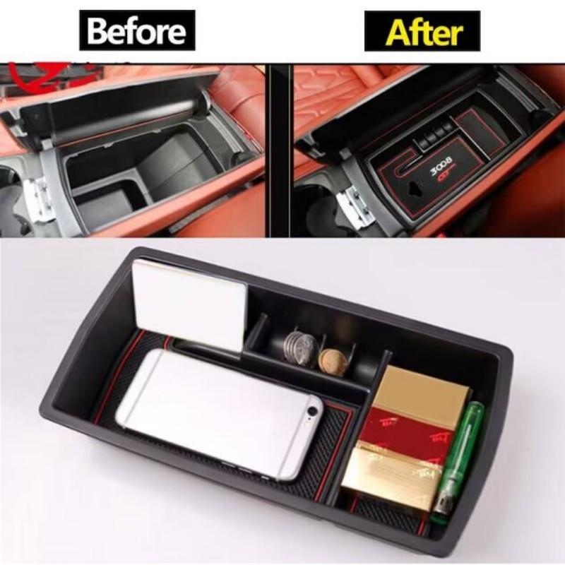 For Peugeot 3008 GT 3008GT 2017 2018 2019 Car Armrest Storage Box Arm Rest Bin Center Console Organizer Glove Tray Pallet Holder