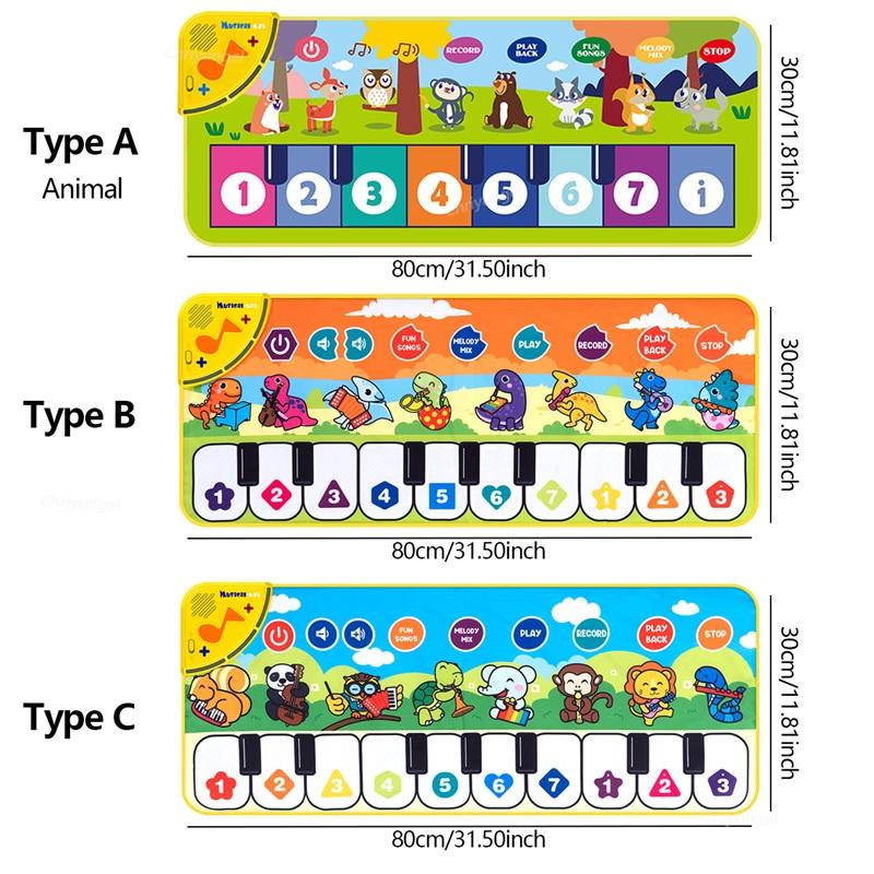 Piano Mat for Kids Kids Toddlers Floor Keyboard Dance Mat Baby Fitness Play Animal Music Blanket Instrument Toys Girl Boy Gift