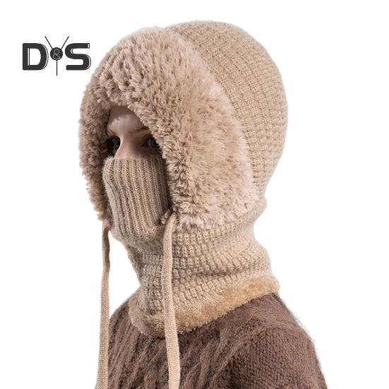 

Зимняя велосипедная шапка со встроенным защитным экраном для лица и утеплителем для шеи, ветрозащитный толстый плюшевый шарф с полной защитой для улицы, головной убор для холодной погоды хаки