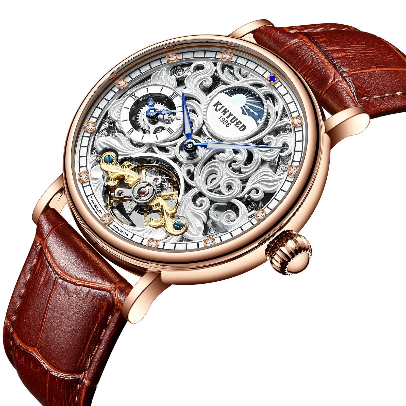 KINYUED J078 Popular Men s Mechanical Watches High Quality Leather Band Life Waterproof Automatic Men s Watch Kinyued J078