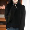 Autumn/Winter Color Block Pure Wool High-Neck Slouchy Knit Sweater for Women