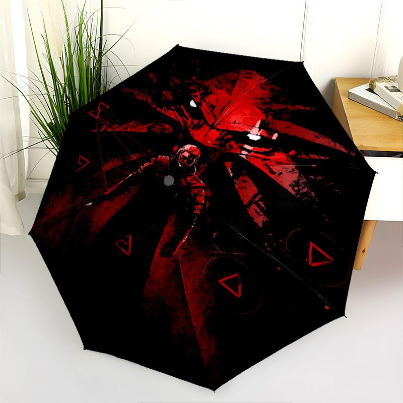 Witcher: Dark Warrior Automatic Umbrella - Suitable Travel Outdoor Portable Umbrella Birthday Gift Daily Essentials