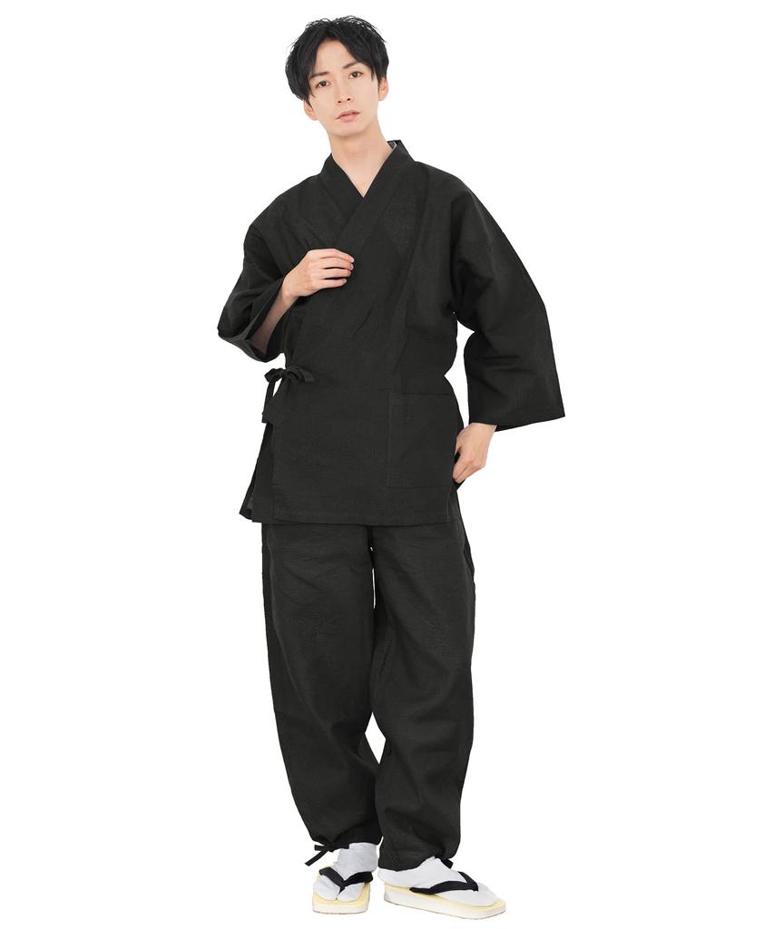 Samue for size 39 [KYOETSU] men, summer, shijira, (black, M)