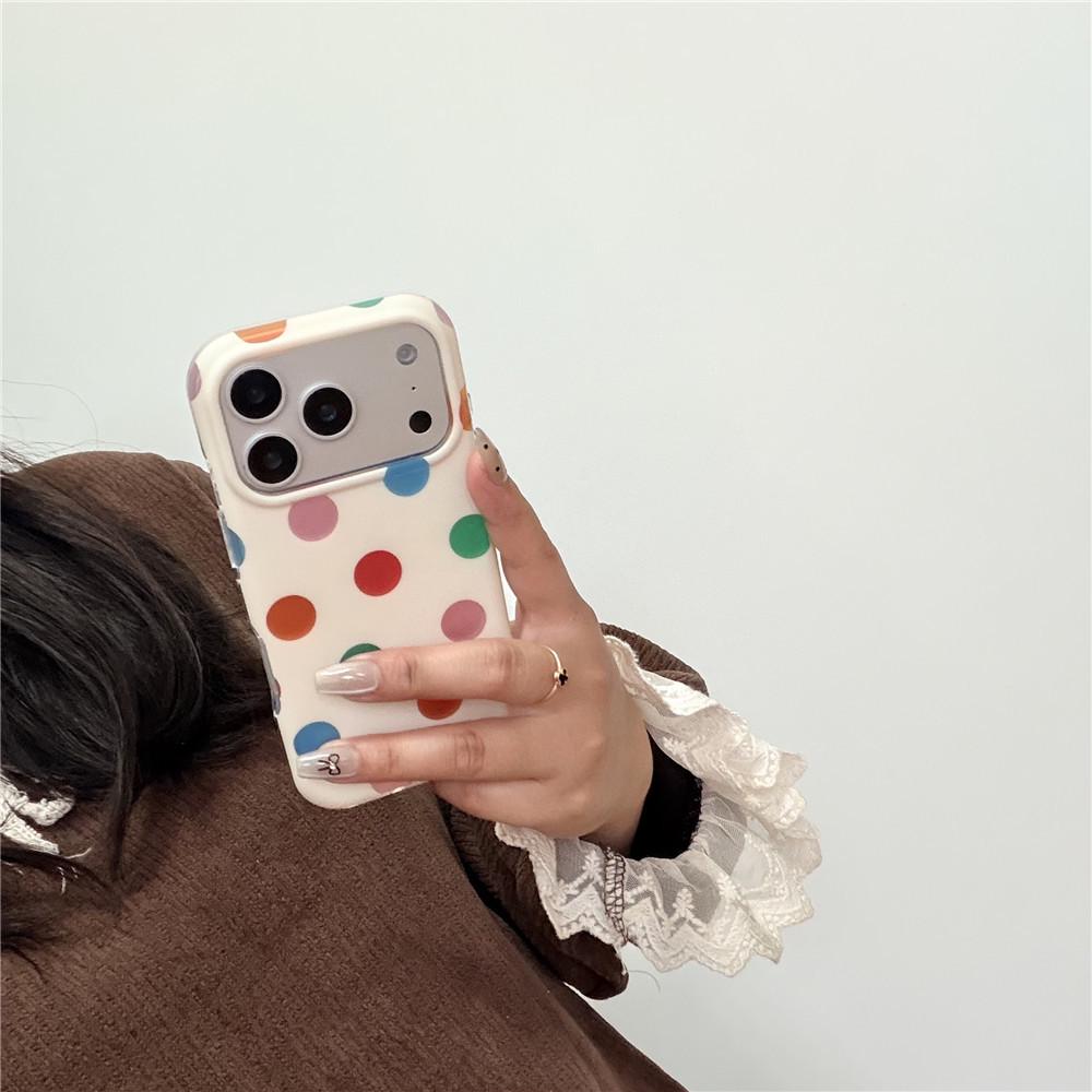 Creative Colorful Heart Polka Dot Case, Compatible with Apple iPhone 17 Pro Max, 15, 14, and 13 for Women