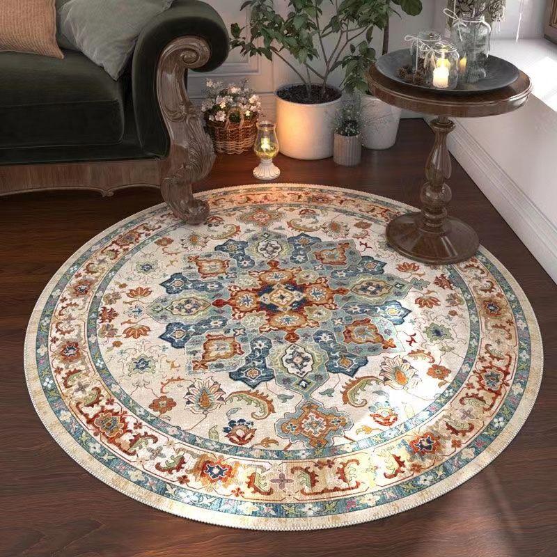 Retro Circular Carpet Home Bedroom Living Room Sofa Coffee Table Room Thick Floor Mat Carpet Chair Mat