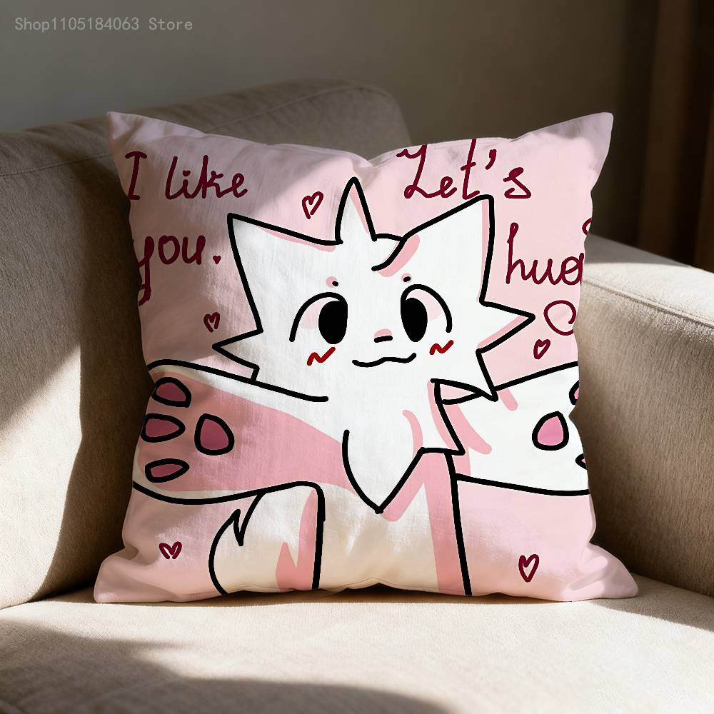B-Boykisser Silly Cat Pillow Case For Sofa Decor Car Office Room Printing Cushion Cover Decorations and Protector