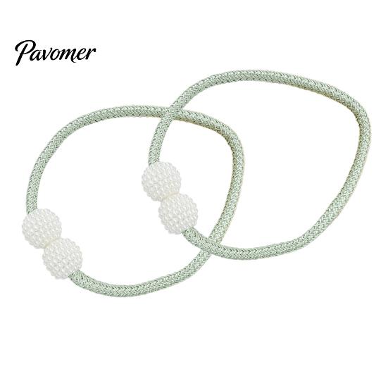Elegant Curtain Holdbacks 1 Pair Faux Pearl Tiebacks, Beaded Holdbacks, No Hole Accessories Woven Rope Decorative Drapery Holders for Living