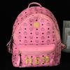 [Gebraucht] Stark Mittelrosa Beschichtetes Canvas Nieten Monogramm Rucksack Handtasche Umhängetasche Goldene Beschläge - Sehr Gut #8FYP97