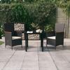 Vidaxl 3-Cz. Garden Furniture Set With Cushions, Black