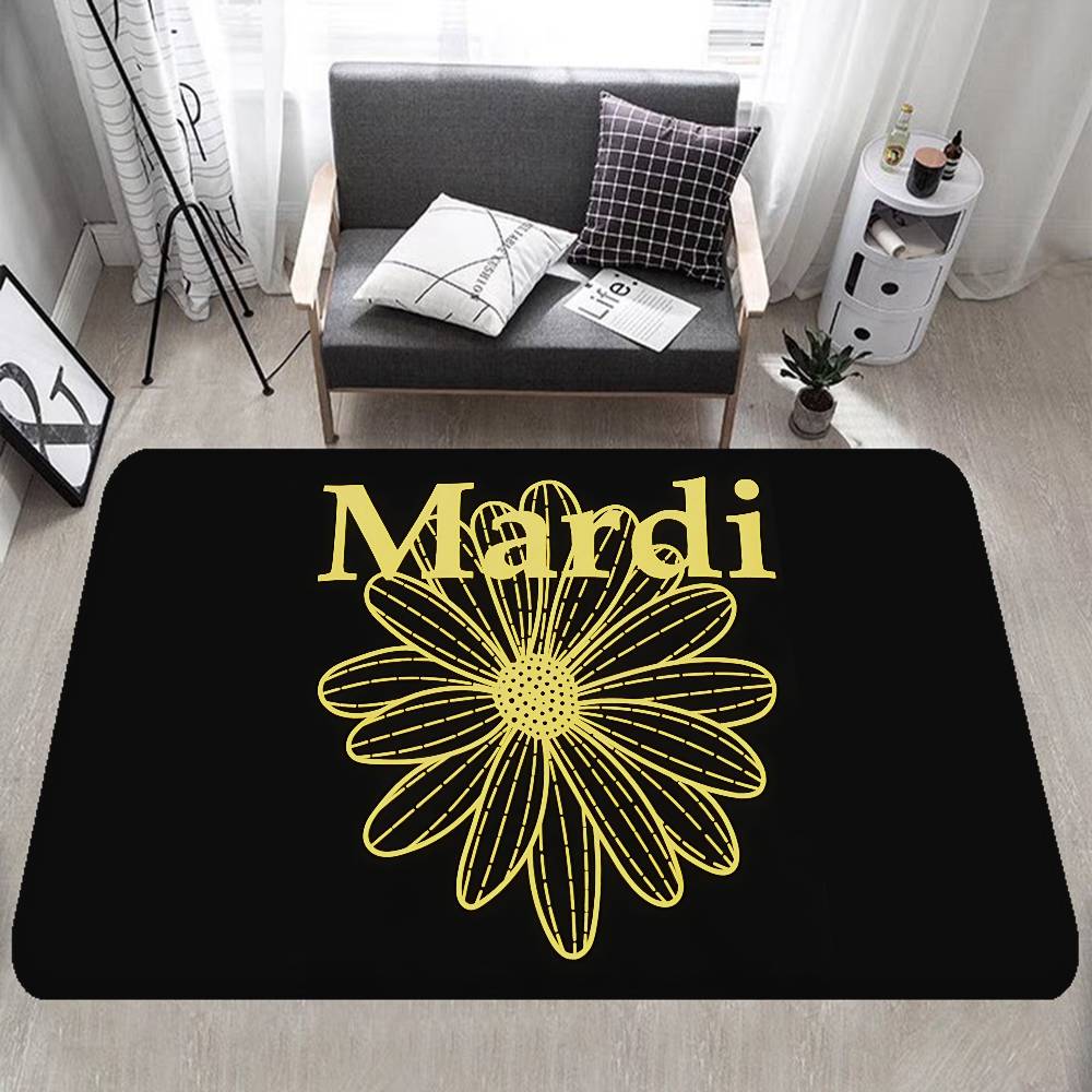 Designer Trendy Brands M-Mardi Fashion Logo Floor Mat Cheaper Anti-slip Modern Living Room Balcony Printed Bedside Mats
