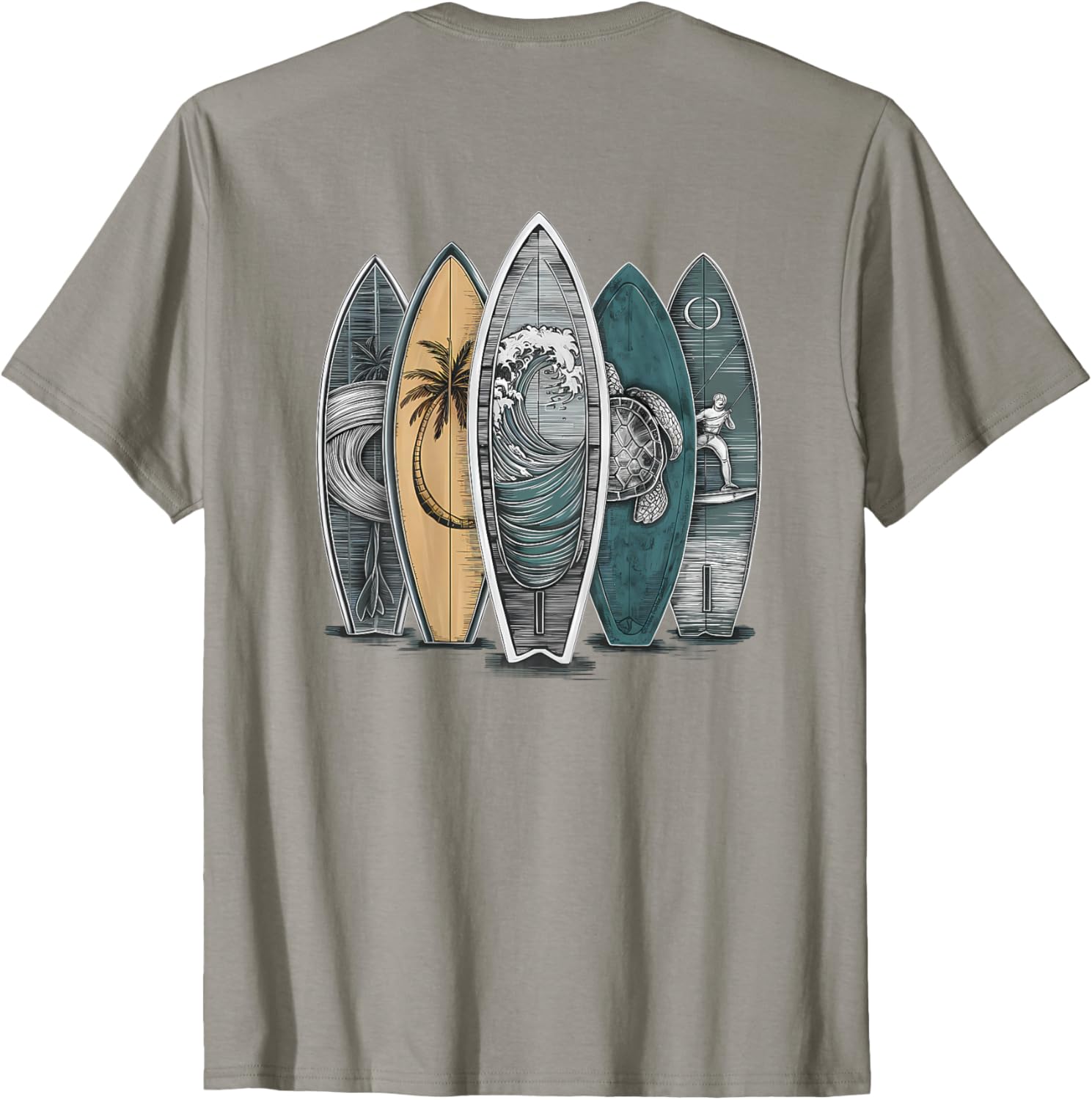 On Back Surfing Tropical Surfboards Vintage Surfboard Surfer T-Shirt S разноцветный