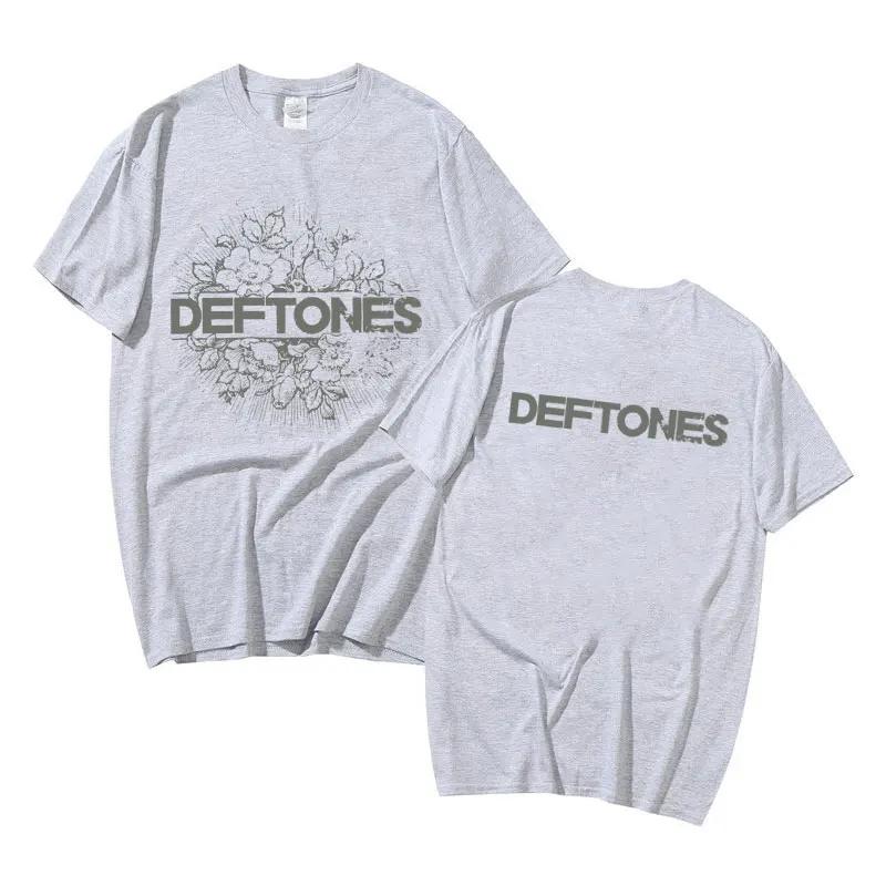 Deftones Floral Burst Double Sided Print T-shirts Punk Rock Band Fashion y2k T Shirt Short Sleeve Summer Man Streetwear
