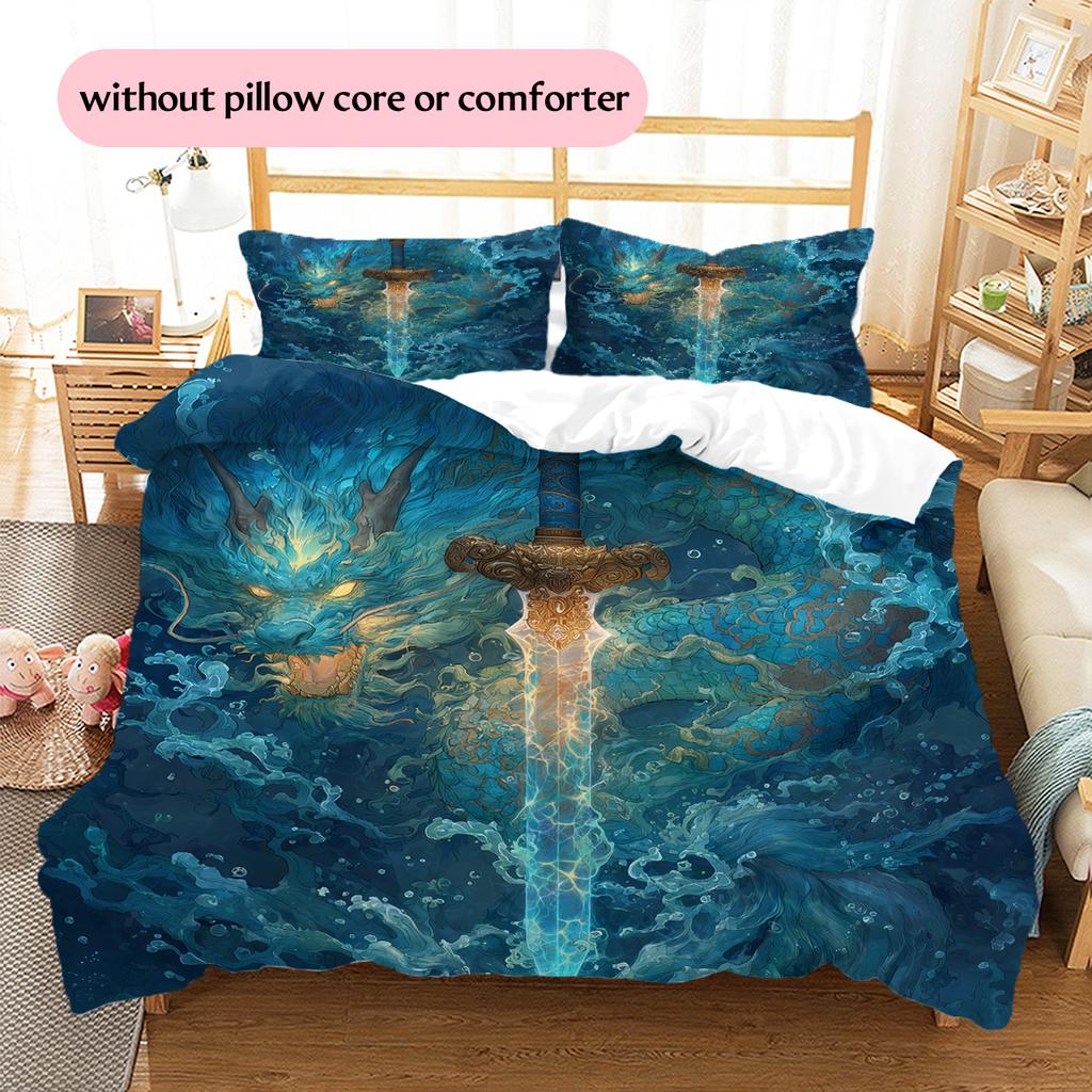 Lightning dragon  Pattern Bedding Quilt Set Quilt Cover Pillowcase Home Decoration  Gift (1 * duvet cover + 2 * pillowcase, without core)