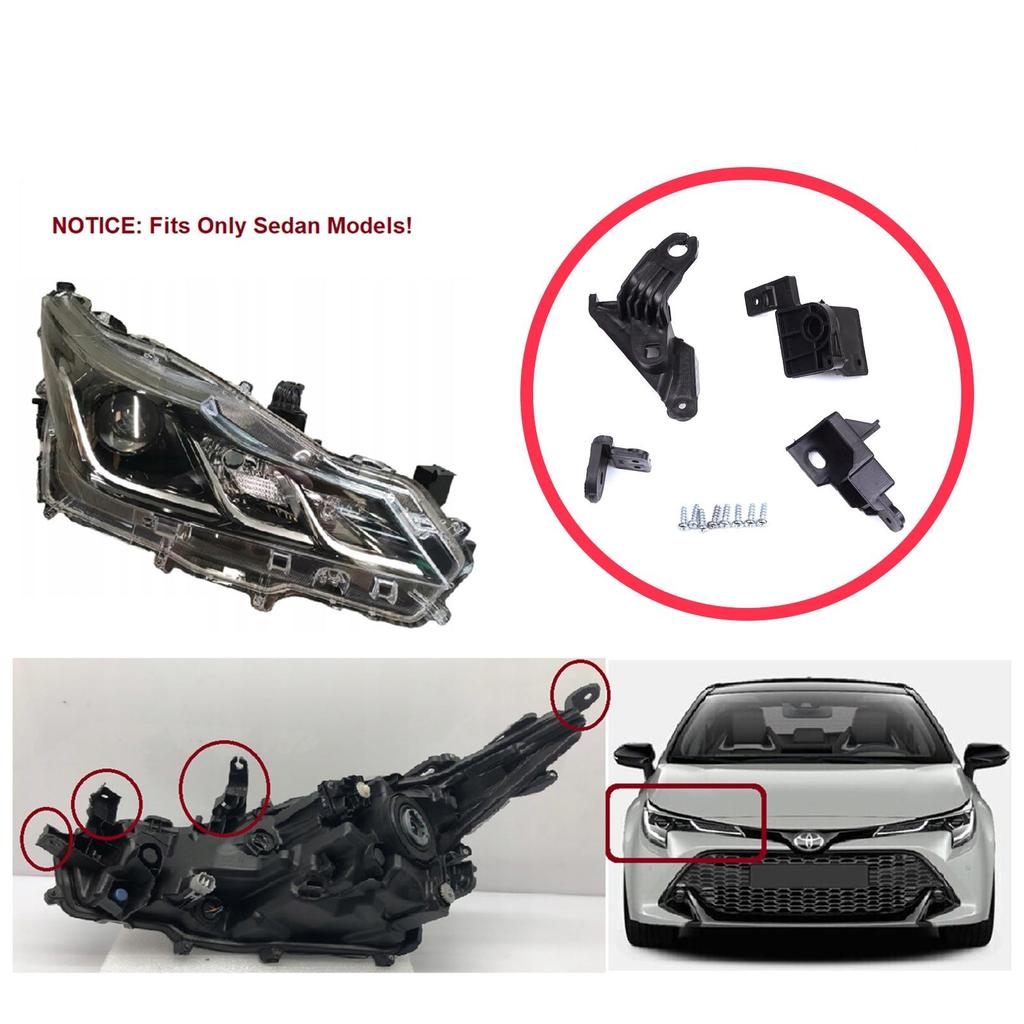 BHL586-2 Headlight Holder Mount Repair Bracket Tab Set Right Side for Toyota Corolla MK12 E21 Sedan 2019-On 81110-02T51