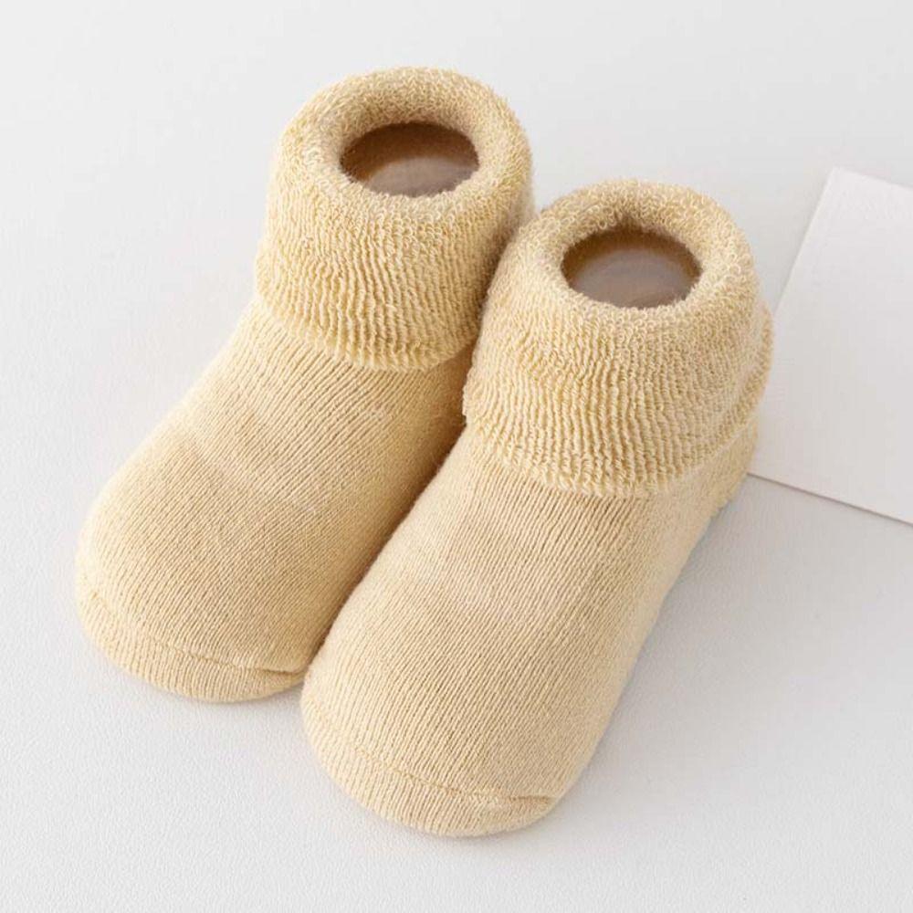 4Pairs Warm Thicken Baby Socks Solid Color Home Sleep Socks Infant Learning Walk Socks  Baby