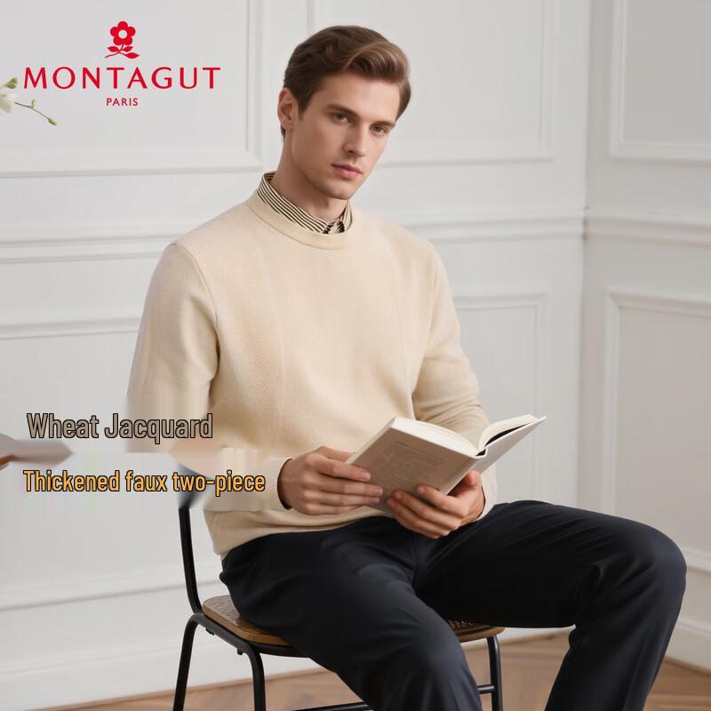 

MONTAGUT Men s Faux Two-Piece Long-Sleeve Knit Sweater 2XL