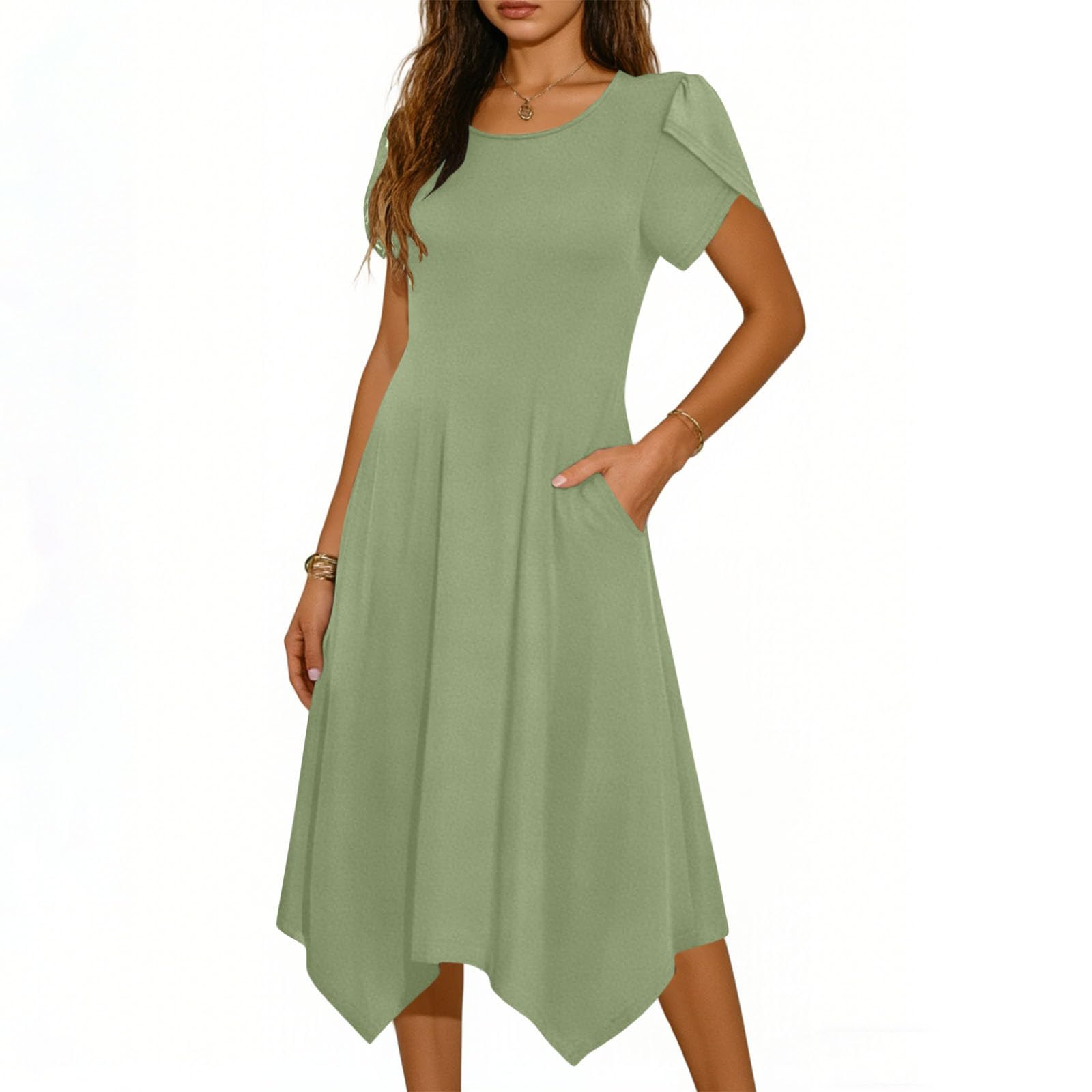 Women s Fashion Color Loose Short Sleeve Dress S