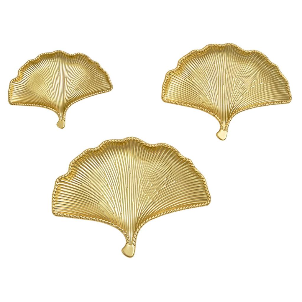 3 Pieces Ginkgo Leaf Dessert Plate Party Display Plate Rustic Decorative Tableware Luxury Decorative Snack Dish for Fall Harvest
