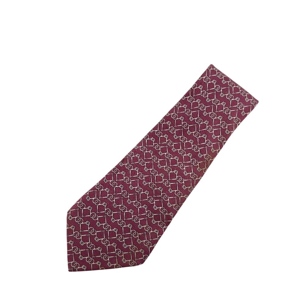 Hermes Gesamter Griff Seidenkrawatte Bordeaux Seide Herren Gebraucht
