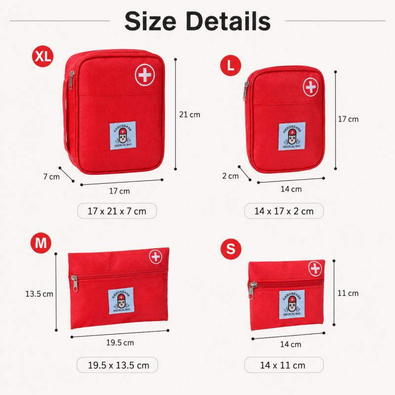 Portable First Aid Storage Bag Oxford Cloth Medicine Organizer Pouch With Zipper Compartments For Home Travel Outdoor Daily Use Small Items