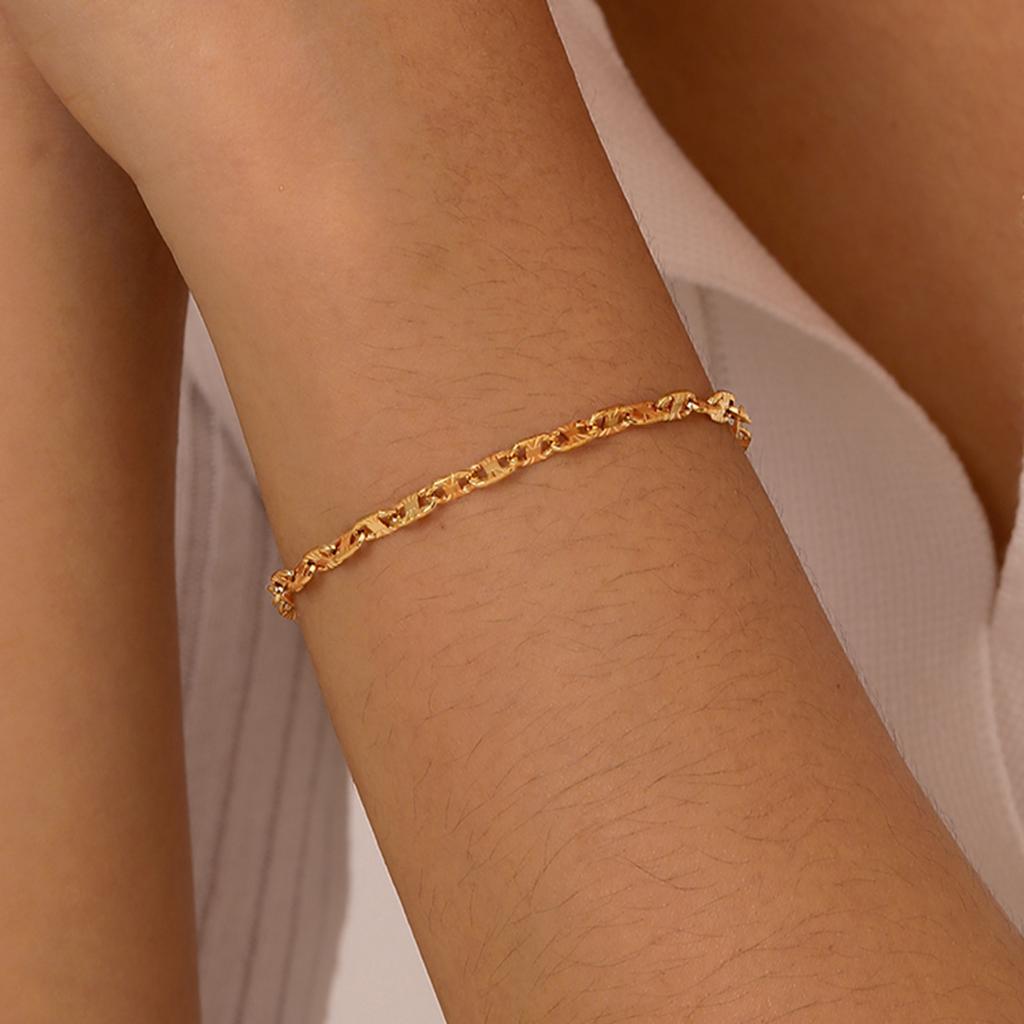 Simple Handmade Chain Bracelets for Women Girls,Gold Color Stainless Steel Lucky Wristband Bracelet,Birthday Gifts for Her