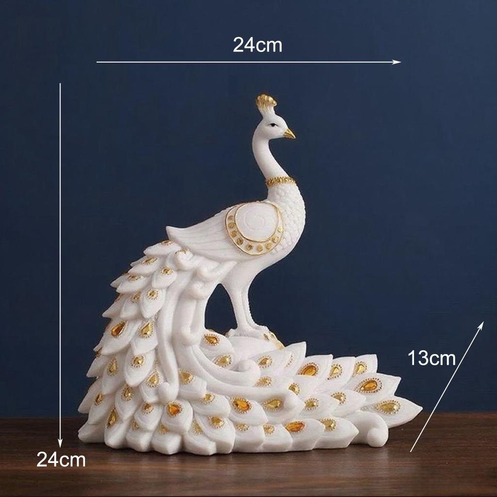 Europe Blanc Luxe Sculpture Paon Résine Ornements Maison Salon Hall Figurines Artisanat Hôtel Bureau Bureau Statue Décoration