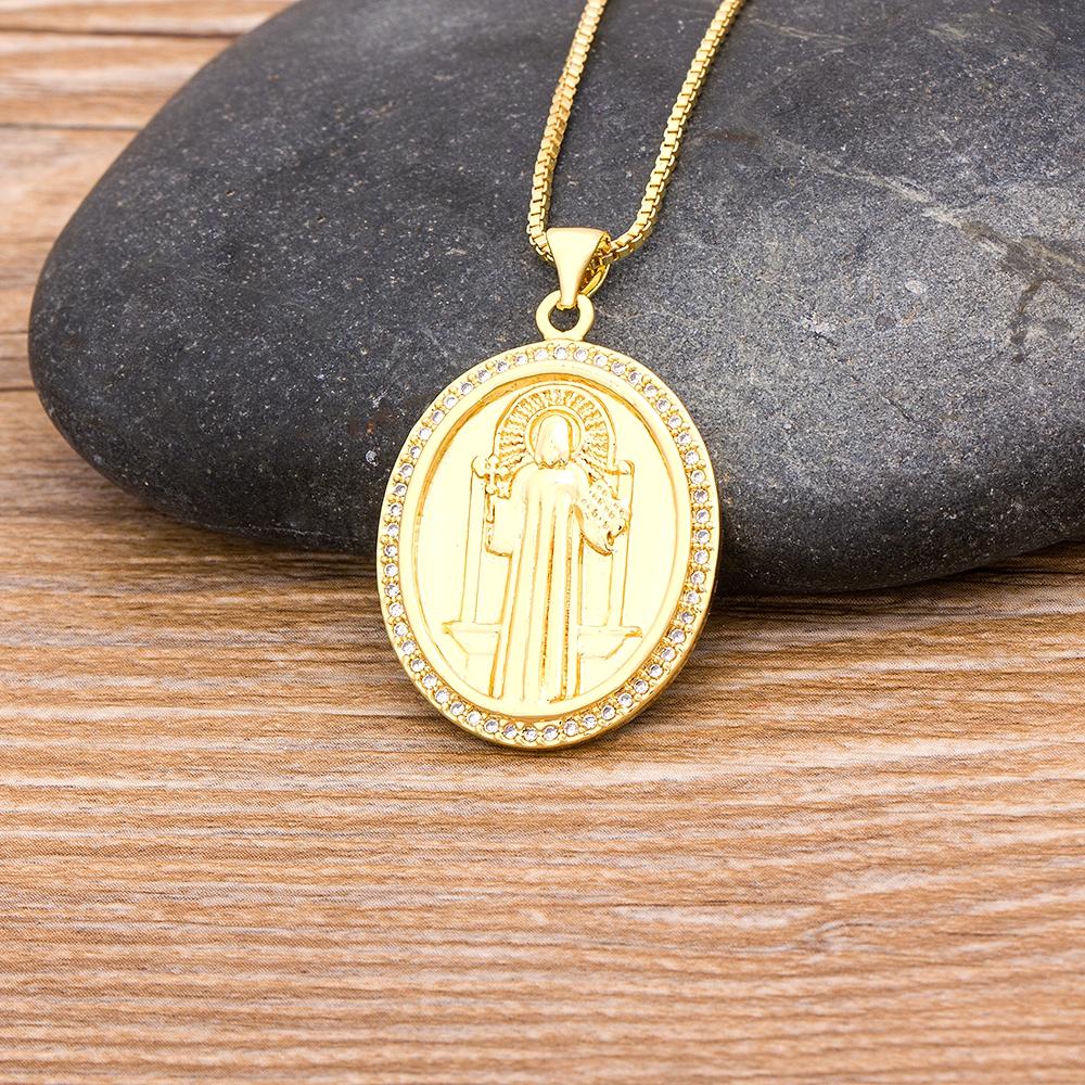 Nidin New Arrival 10 Styles Copper CZ Virgin Mary Necklaces For Women Men Crystal Necklace Long Chain Catholic Jewelry Gifts