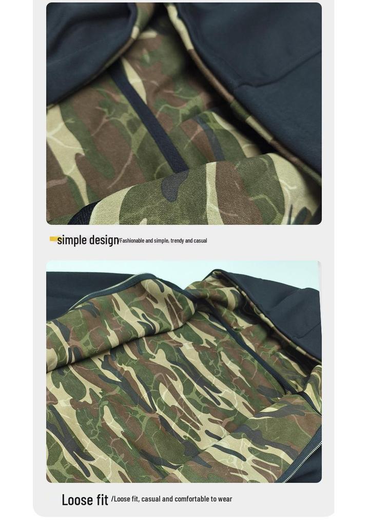 2025 Unisex Plus Size Camouflage Hooded Sweatshirt Jacket for Autumn