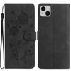 For iPhone 14 Wallet Case Rose Pattern Imprinted Leather Flip Stand Phone Cover
