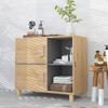 Bathroom Storage Cabinet Natural Wood 80x35x70 cm 2 Doors 2 Open Compartments