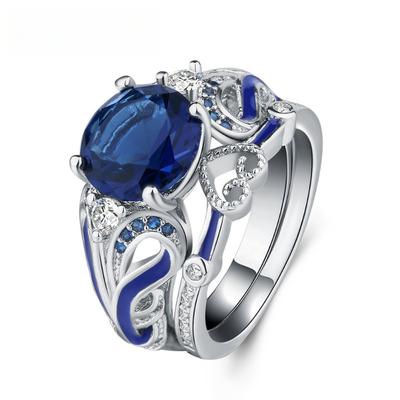 Eurn Zircon Ring Pair Ring Eurn Blue Spinel Jewelry Drop Glue Pair Ring
