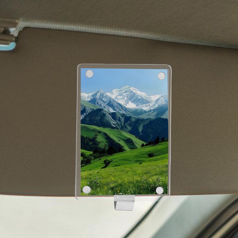 Car Photo Holder Magnetic Acrylic Transparent Sun Visor Clip Home Decor Accents For Birthdays Anniversaries Family Friends Men