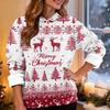 Women's Fashion Casual Long Sleeve Christmas Printed Hooded Sweatshirt
