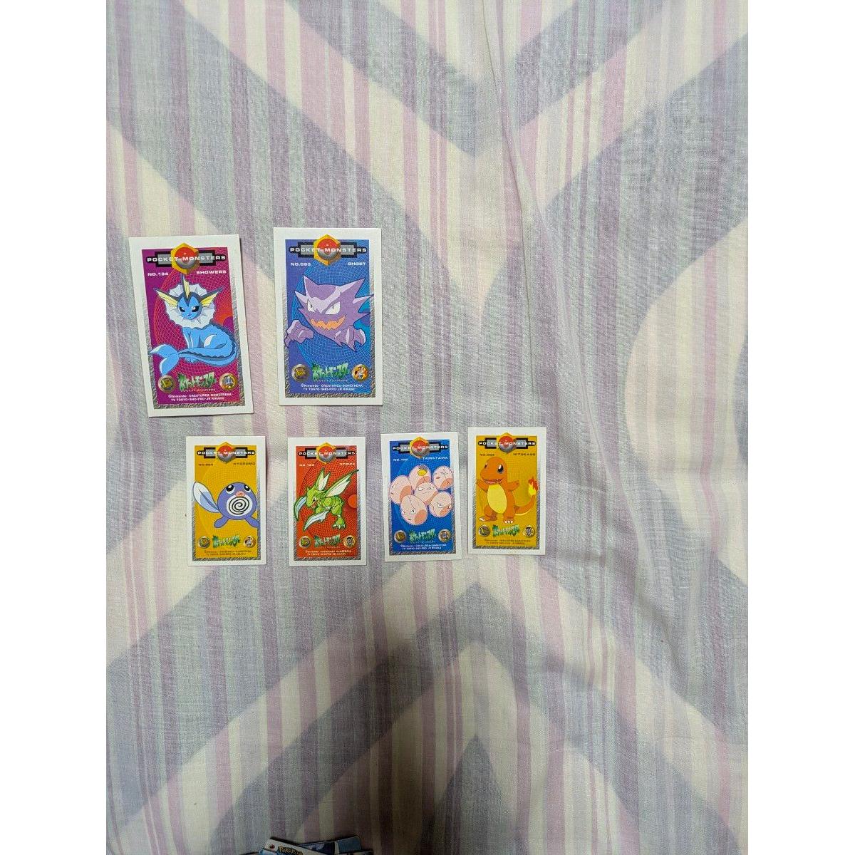 Used Pokemon Carddass Set of 6 Vaporeon Ghost Nyoromo Strike Tamatama Charmander