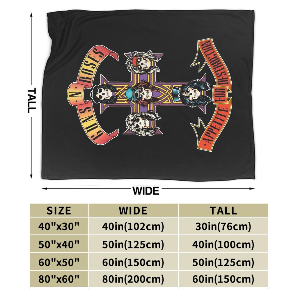 Guns N Roses Band  Warm Soft Blanket  Travel Office Plush Throw Blanket Novelty Couch Chair Flannel Bedspread Sofa Bed Cover