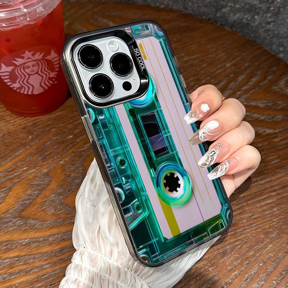 Vintage Cassette Tape Retro Style Colorful Silver Cover Phone Case For IPhone 17 16 Pro Max 15 Pro 14 Plus 11 12 13 X XS Max XR